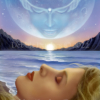 Spiritual, science fiction, mystical, dreamy, moon, ocean, waves