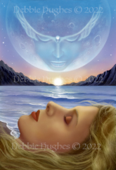 Spiritual, science fiction, mystical, dreamy, moon, ocean, waves