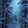 snowy landscape, forest, moonlight, snow, stars, falling snow, ice