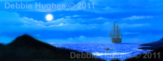 seascape, night ocean, big ship, sailing ship, shore, ship embarking