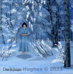 Japanese myth, ghost, spirit in forest, geisha, spooky, ghost, avenging spirit, snow, winter