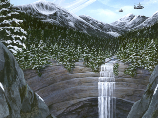 space travel, science fiction, alien, waterfall, saturn like planet, alien planets