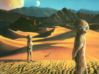 alien planet, alien life, desert, dunes, science fiction, mountains, rock formations