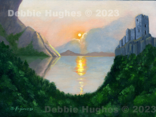 castle on hill near a serene lake