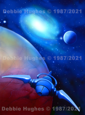 Space Ship, space, planets, moons, stars, Science Fiction, interplanetary, nebulae