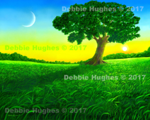 landscape, tree, sunset, grass, pastoral, green