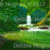 waterfall, landscape, river, spring, forest, lush, green, sunlight, flowing