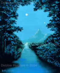 twilight, blue, landscape, evening, stars, pastoral
