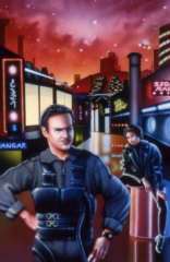 Science Fiction, pilot, futuristic city, alien landscape, alien bar, nebula, stars