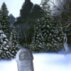winter, ghost, grave, snow, footprints in snow, ice, winter, cold, spirit