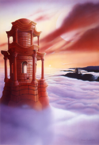 fantasy, ancient architecture, Greek, clouds, city, above clouds, fantasy, magic realism