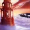 fantasy, ancient architecture, Greek, clouds, city, above clouds, fantasy, magic realism