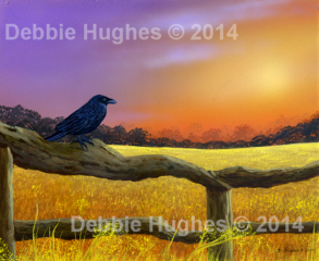 old fence, crow, field, landscape, fall, field