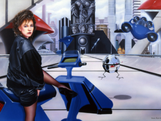 futuristic, science fiction, robots, flying cars, motorcycles, futuristic buildings