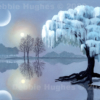winter landscape, reflective lake, ice, quiet landscape