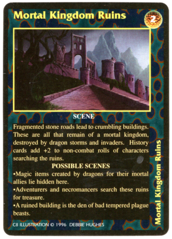 Dragon Storm Collectible Game Card, Ruined Castle, Fantasy, mountain cliffs