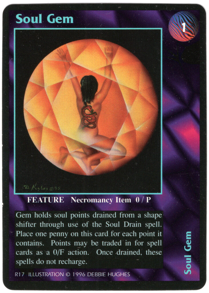 Dragon Storm Collectible Game Card, figure trapped inside gem, Fantasy, dragon tatoo