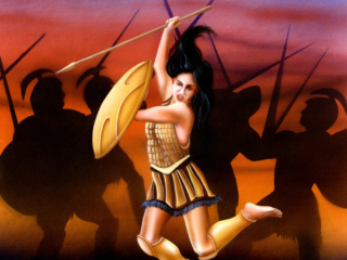 Enyo Towers in Time Collectible Game Cards, Greek Edition, Enyo, goddess of war, violence, and bloodshed, fierce spirit