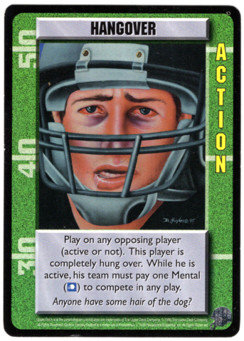 Gridiron Fantasy Football Collectible Game Card, Hangover, football