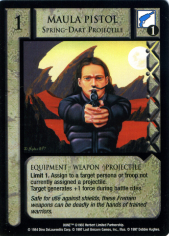 Dune Collectible Game Card, Desert, Maula Pistol, Still Suit, Freman, Dune, Desert, Frank Herbert