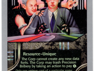 Precision Bribery Netrunner Collectible Game Card Netrunner collectible game cards, cyberpunk, Wizards of the Coast