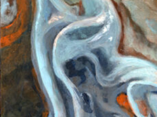 Astronomical painting showing the most recent depiction of Jupiter&#039;s surface from space.