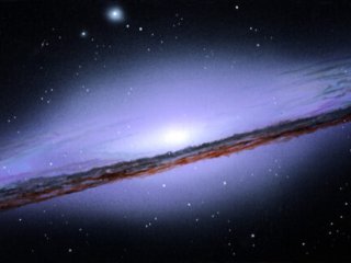 Astronomical painting of the Sombrero Galaxy. Stars, space, intergalactic